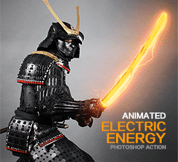 极品PS动作-激光电流(GIF动画/含高清视频教程)：Animated Electric Energy Photoshop Act